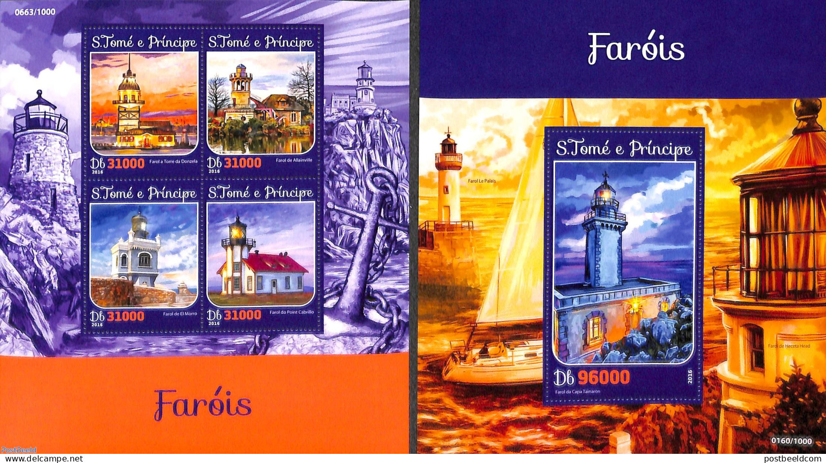 Sao Tome/Principe 2016 Lighthouses 2 S/s, Mint NH, Various - Lighthouses & Safety At Sea - Faros