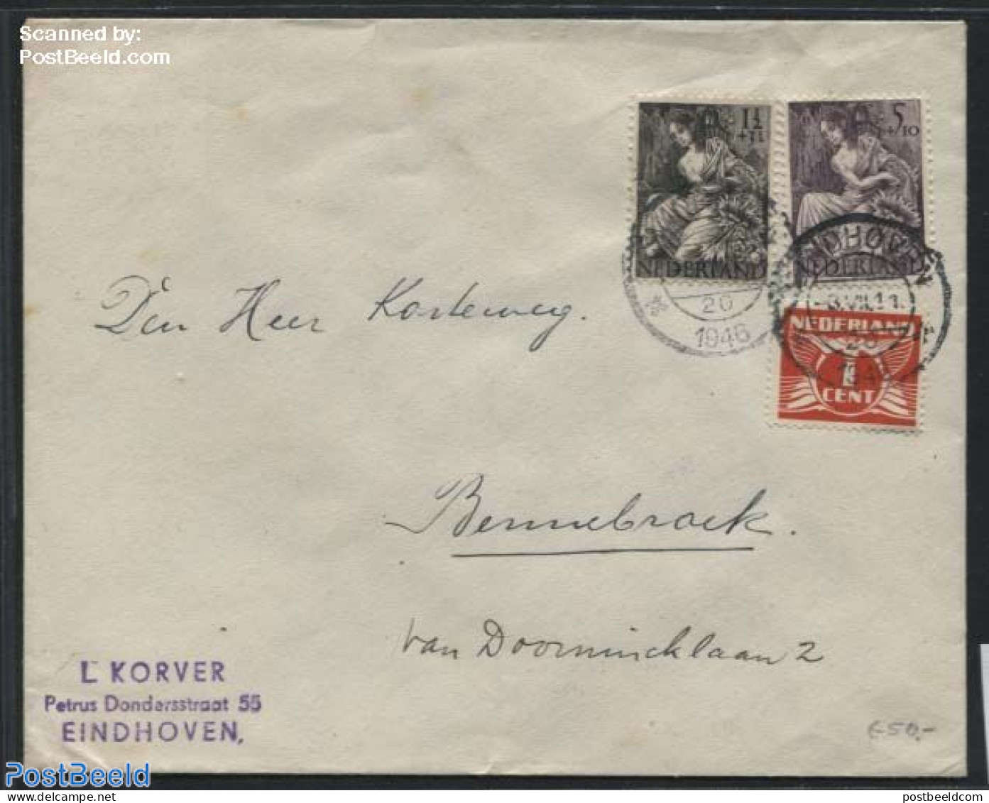 Netherlands 1946 Letter With NVPH Nos 449+451, Postal History - Cartas & Documentos