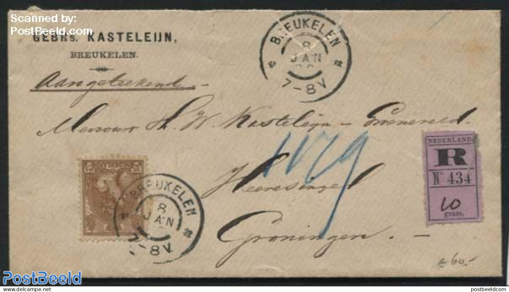 Netherlands 1900 Registered Letter With NVPH No. 64, Postal History - Covers & Documents
