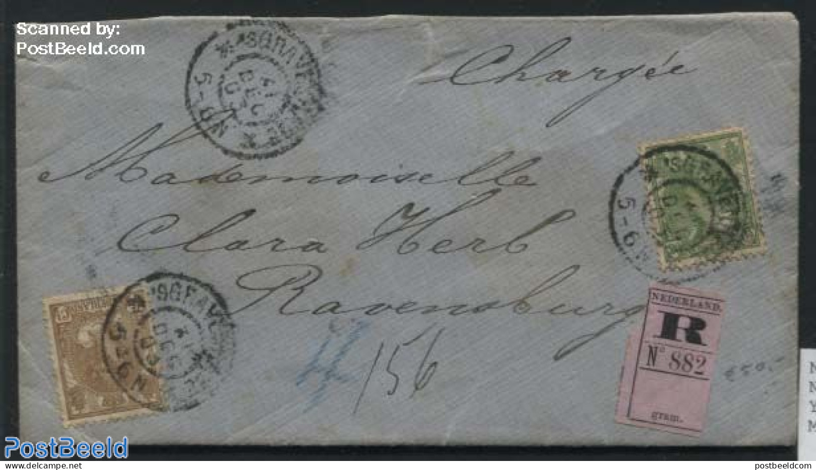 Netherlands 1903 Registered Letter From S-Gravenhage To Ravensburg, Postal History - Covers & Documents