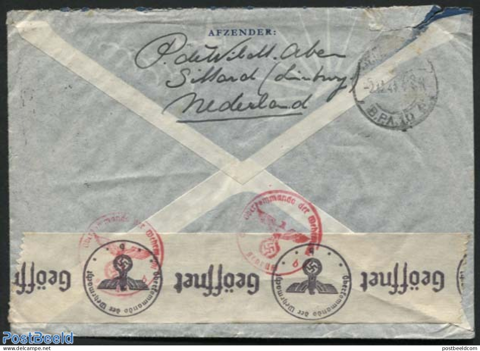 Netherlands 1941 Letter From Sittard To USA, Returned Due To Broken Postal Connection, Postal History, History - World.. - Brieven En Documenten