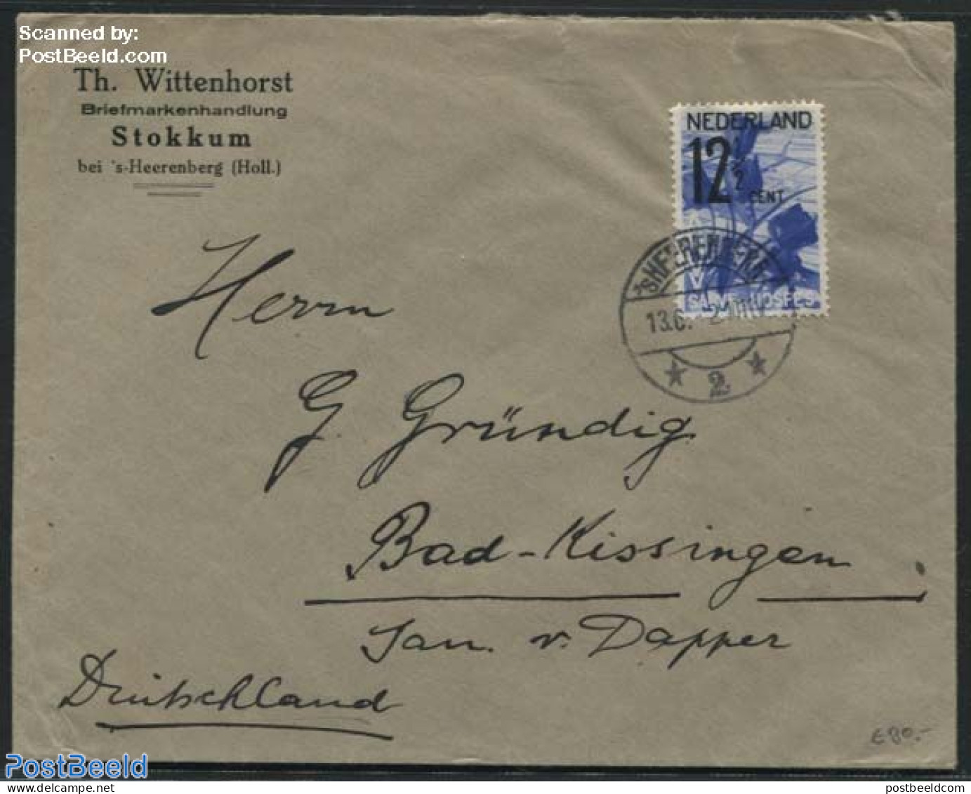 Netherlands 1932 ANVV 12.5c Stamp On Cover From S-Heerenberg To Bad Kissingen, Postal History, Nature - Various - Flow.. - Covers & Documents
