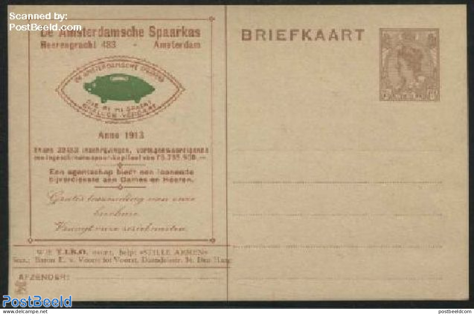 Netherlands 1925 Postcard With Private Text, TIBO, De Amsterdamsche Spaarkas, Unused Postal Stationary, Various - Bank.. - Lettres & Documents