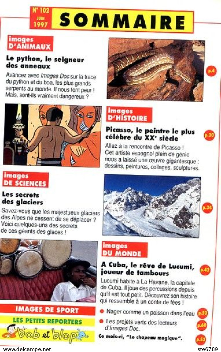 IMAGES DOC N° 102  Animaux Serpent Python , Histoire Peintre Picasso , Secrets Des Glaciers - Animaux