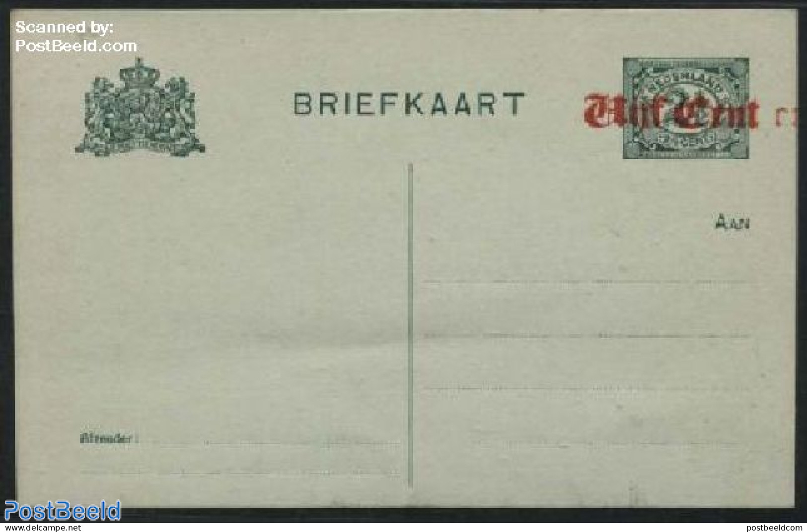 Netherlands 1920 Postcard Vijf Cent On 2.5c, Double Overprint, Unused Postal Stationary, Various - Errors, Misprints, .. - Lettres & Documents