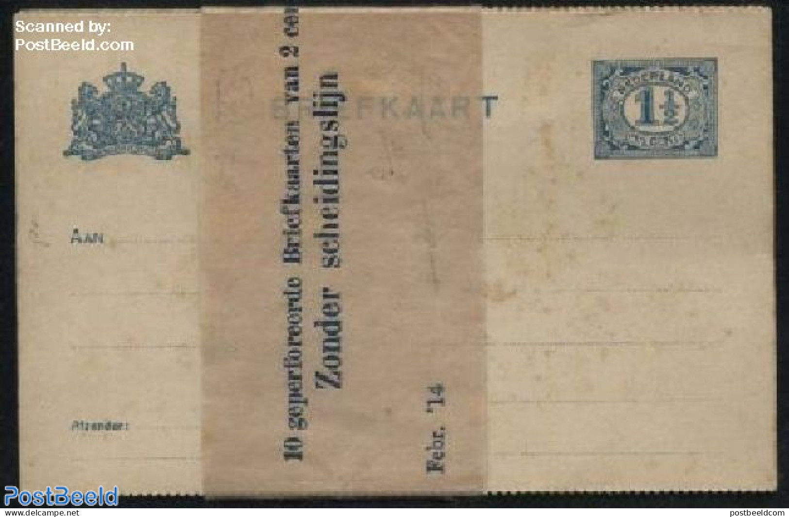 Netherlands 1914 10 Perforated Postcards Of 1.5c With Original Wrapper, Some Brown Spots On First And Last Card, Unuse.. - Briefe U. Dokumente