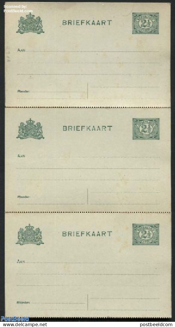 Netherlands 1908 Complete Intact Strip Of 10 Perforated Postcards 2.5c (some Brown Spots), Unused Postal Stationary - Covers & Documents