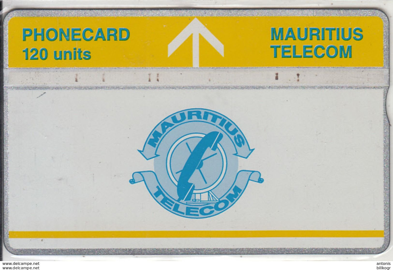 MAURITIUS(L&G) - Telecom Logo 120 Units(yellow Band & Yellow Line), CN : 502B, Tirage 5000, Used - Mauritius