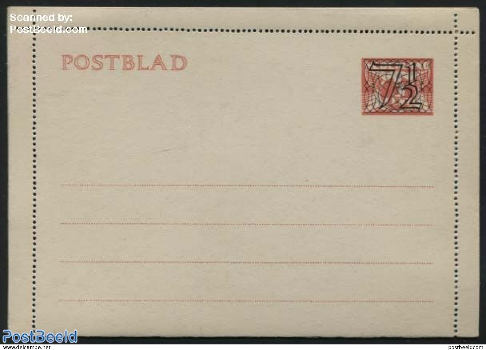 Netherlands 1941 Card Letter (Postblad), 7.5c On 3c, Unused Postal Stationary - Lettres & Documents