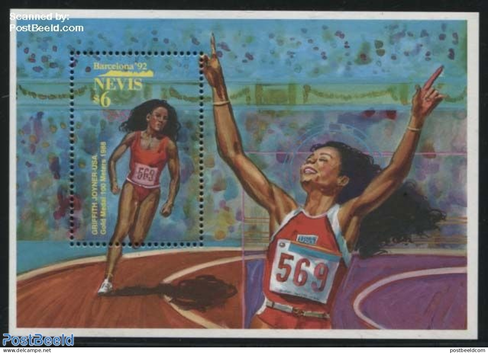 Nevis 1992 Griffith Joyner S/s, Mint NH, Sport - Athletics - Olympic Games - Leichtathletik