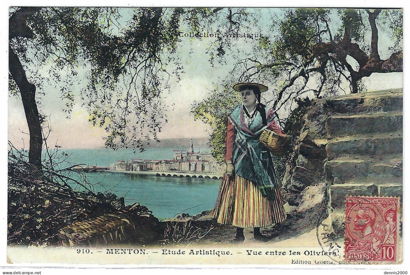 MENTON (06) - Etude Artistique - Vue Entre Les Oliviers - Ed. Giletta, Nice - Menton