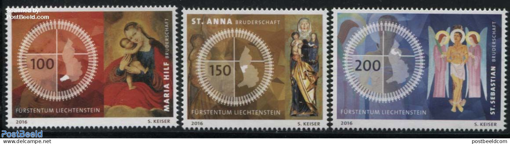 Liechtenstein 2016 Fraternities In Liechtenstein 3v, Mint NH, Religion - Various - Religion - Maps - Ongebruikt