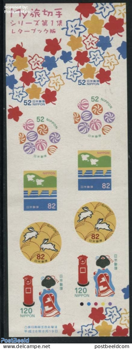 Japan 2016 My Journey Stamp Letter Book (including 10v S-a M/s), Mint NH, Nature - Various - Birds - Rabbits / Hares -.. - Ungebraucht