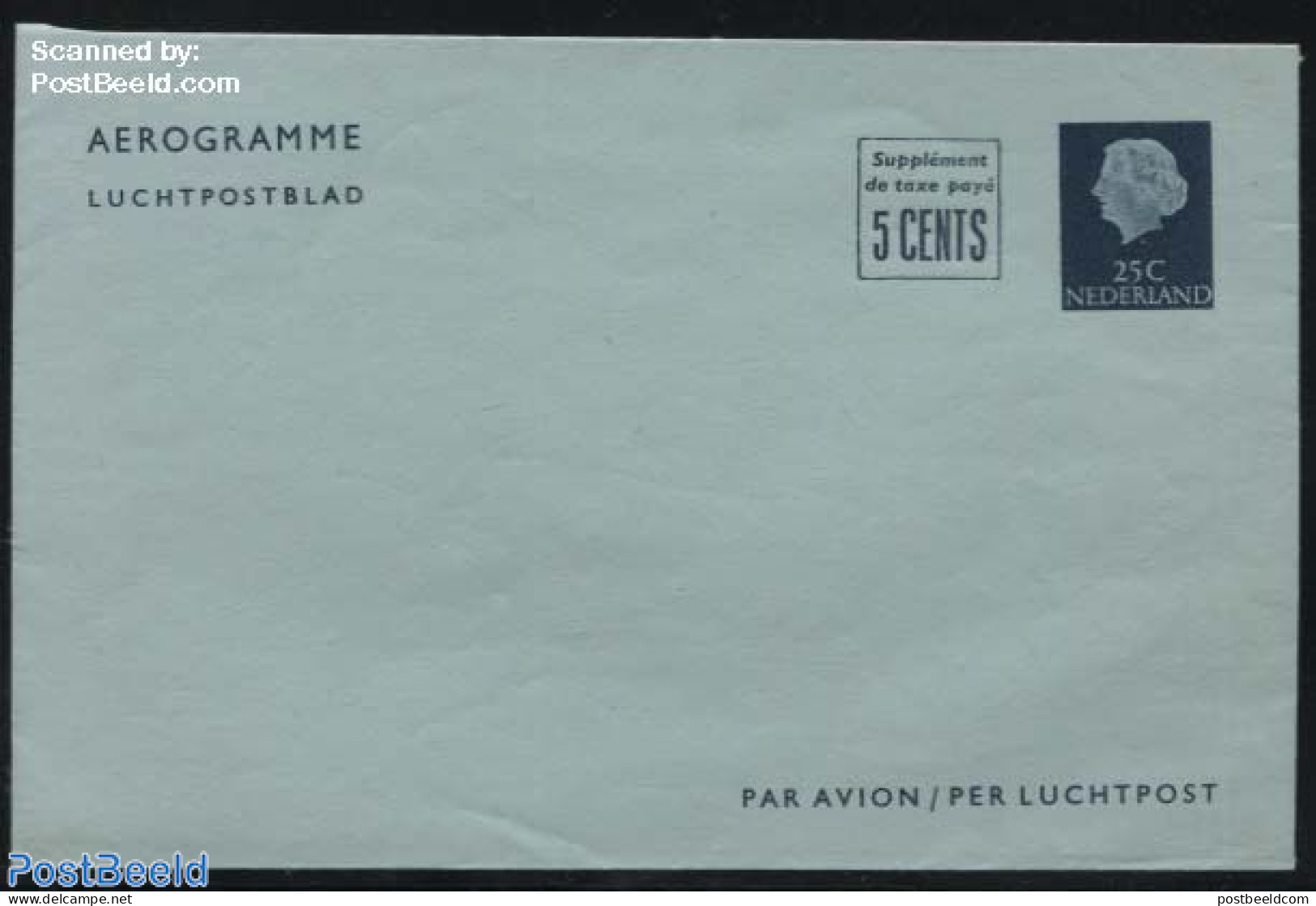 Netherlands 1957 Aerogramme 5cents + 25c, Unused Postal Stationary - Lettres & Documents