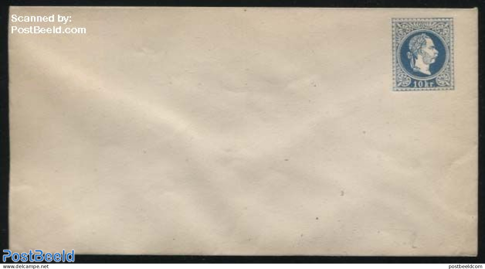 Austria 1867 Envelope 10Kr Blue, Flap Type III, Unused Postal Stationary - Covers & Documents