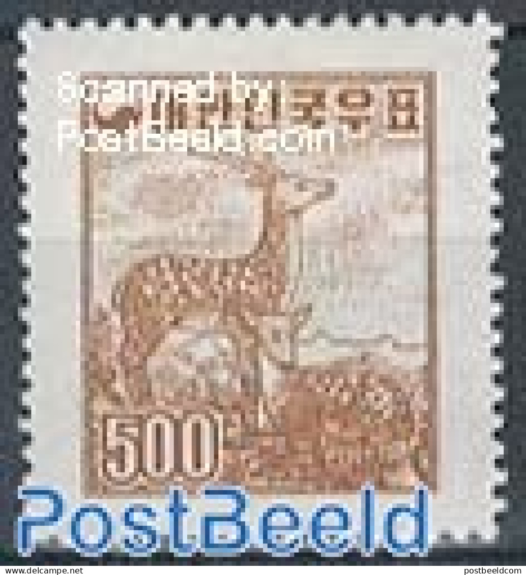 Korea, South 1957 500H, Stamp Out Of Set, Unused (hinged), Nature - Animals (others & Mixed) - Deer - Corée Du Sud