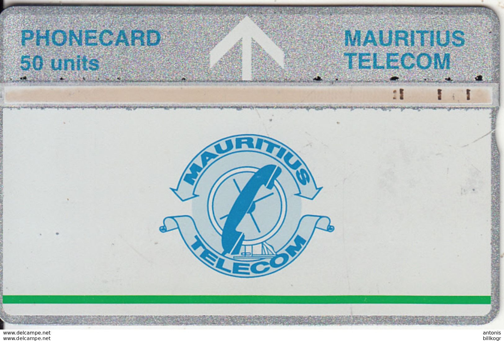 MAURITIUS(L&G) - Telecom Logo 50 Units(silver Band & Green Line), CN : 709D, Tirage 20000, Used - Mauricio