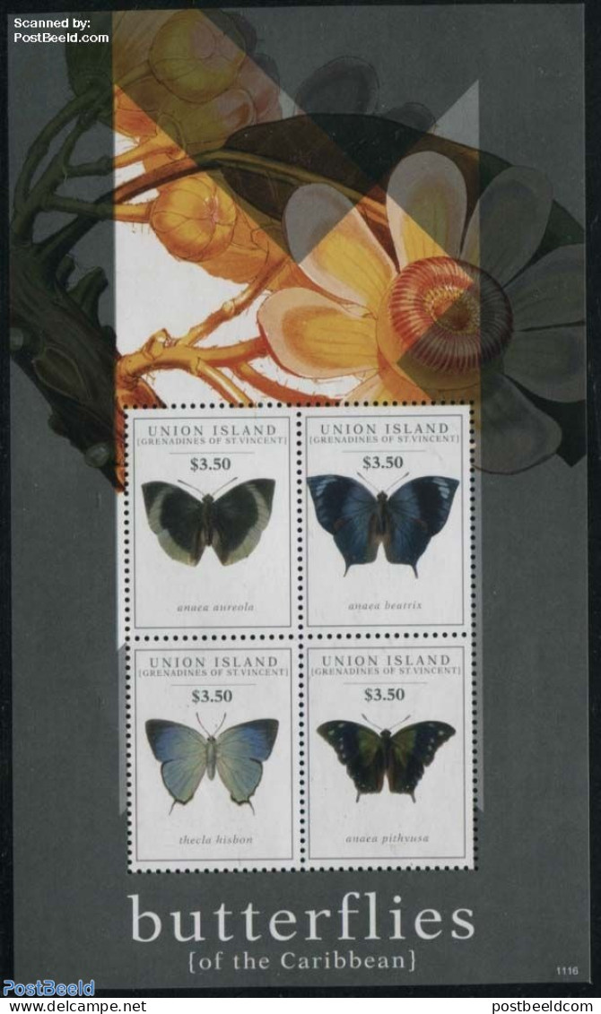 Saint Vincent & The Grenadines 2011 Butterflies 4v M/s, Mint NH, Nature - Butterflies - St.Vincent Y Las Granadinas