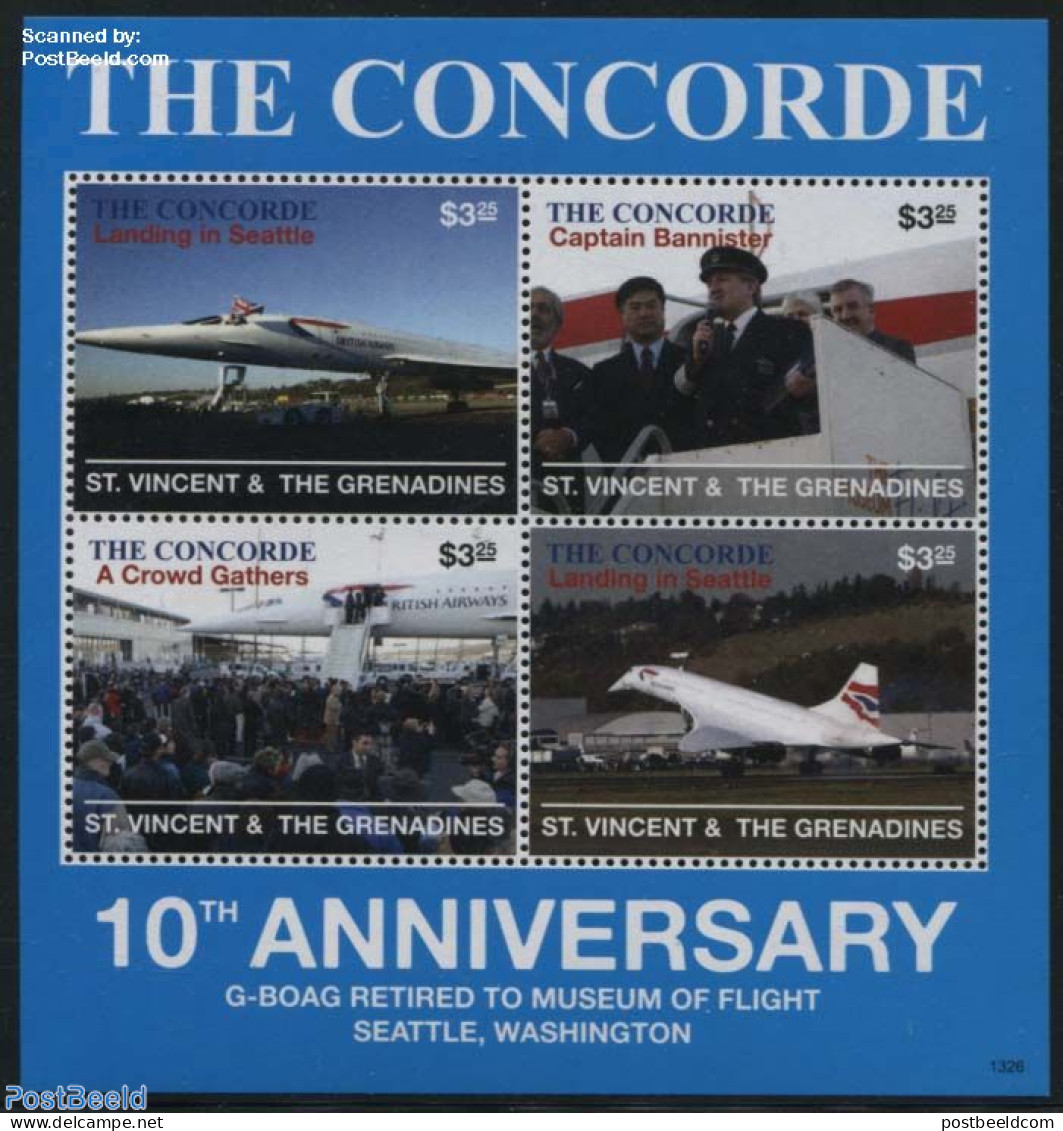 Saint Vincent 2013 Concorde 4v M/s, Mint NH, Transport - Concorde - Aircraft & Aviation - Concorde