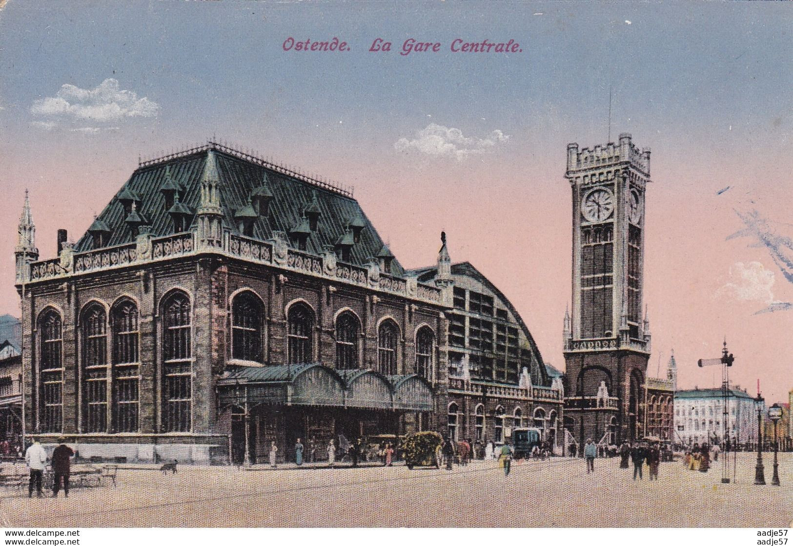 Oostende Ostende Station La Gare Centrale Feldpost 1918 - Stazioni Senza Treni