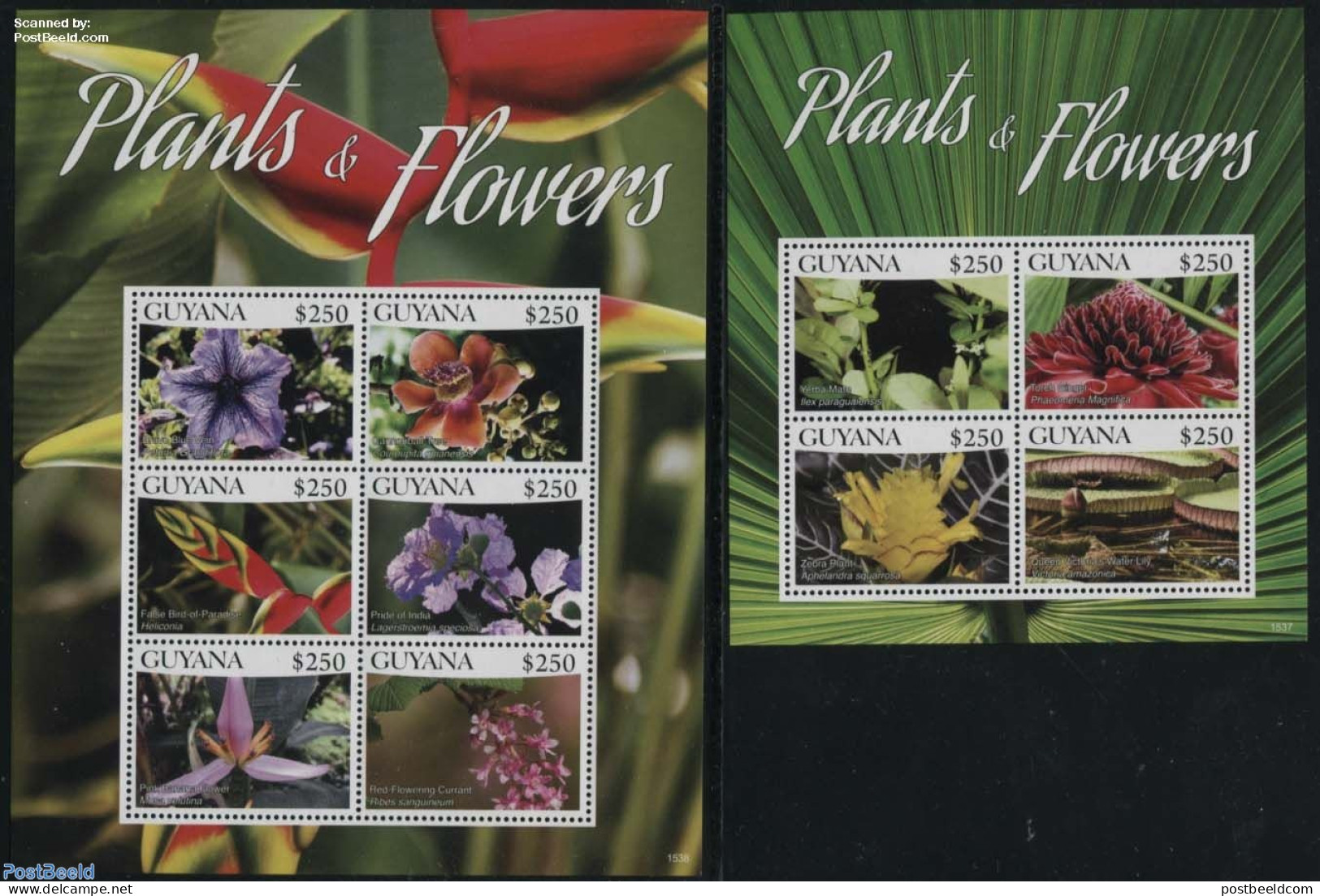 Guyana 2016 Plants & Flowers 2 S/s, Mint NH, Flowers & Plants - Guyane (1966-...)
