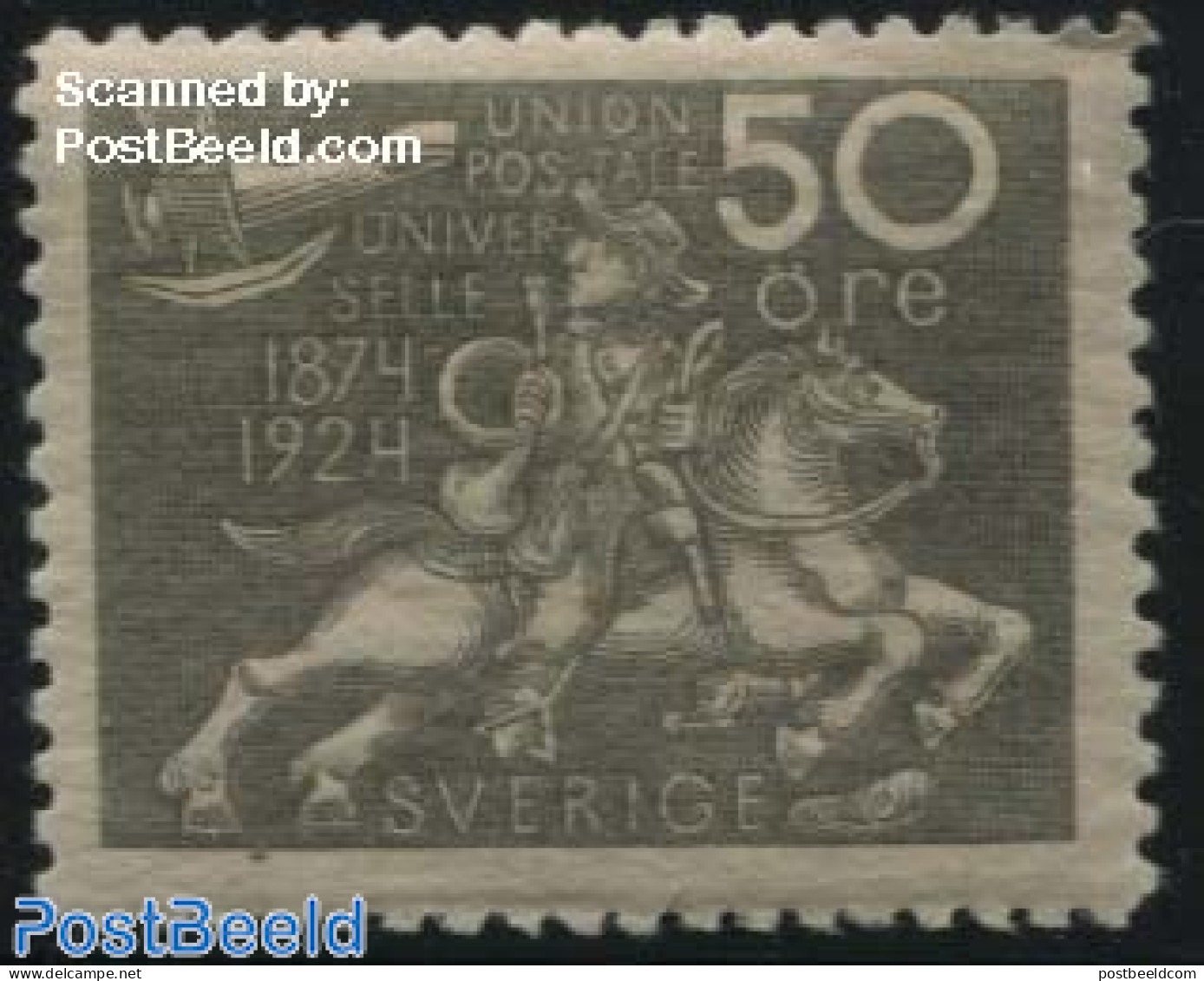 Sweden 1924 50o, Stamp Out Of Set, Unused (hinged), Nature - Transport - Aircraft & Aviation - Ongebruikt