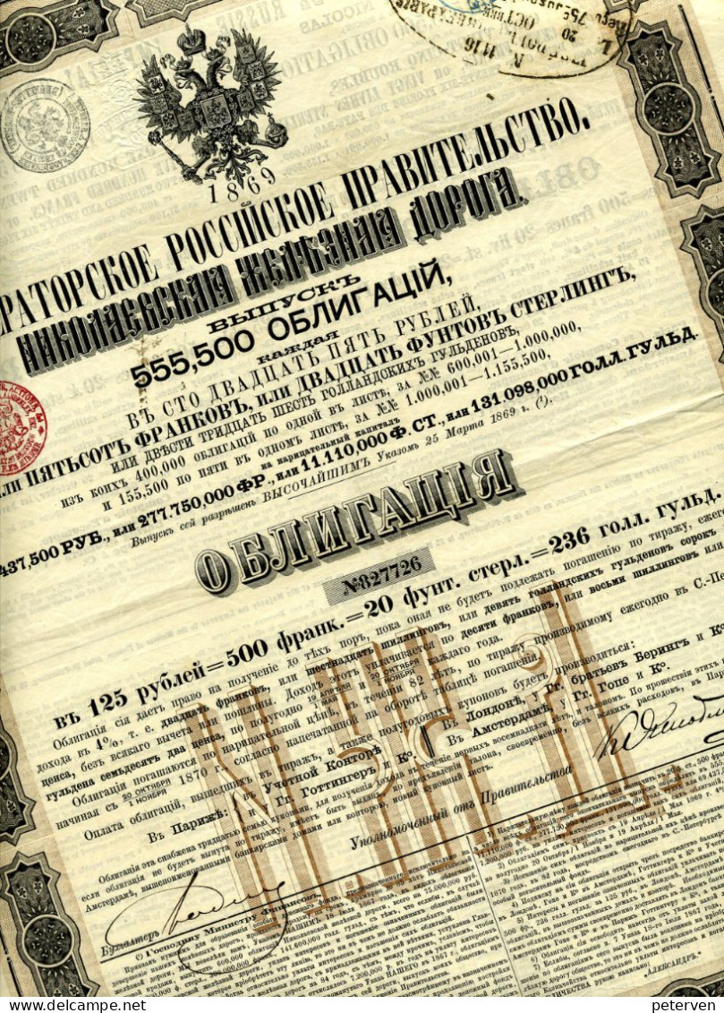 CHEMIN De FER NICOLAS - NICOLAS RAILROAD (1869) - Rusia