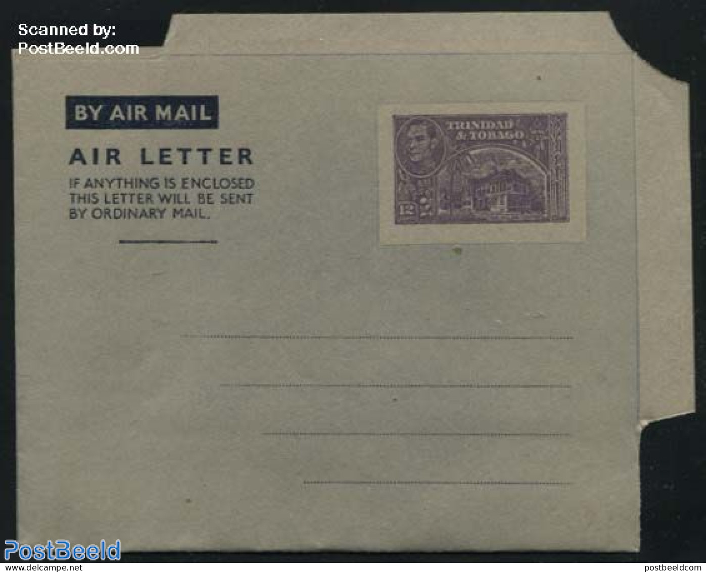 Trinidad & Tobago 1950 Aerogramme 12c, Violet, Unused Postal Stationary - Trinidad En Tobago (1962-...)