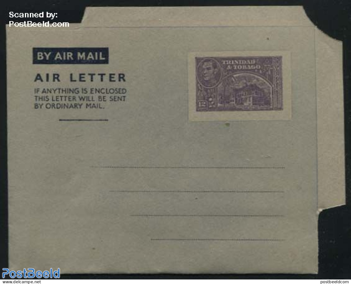 Trinidad & Tobago 1950 Aerogramme 12c, Violet, Unused Postal Stationary - Trindad & Tobago (1962-...)