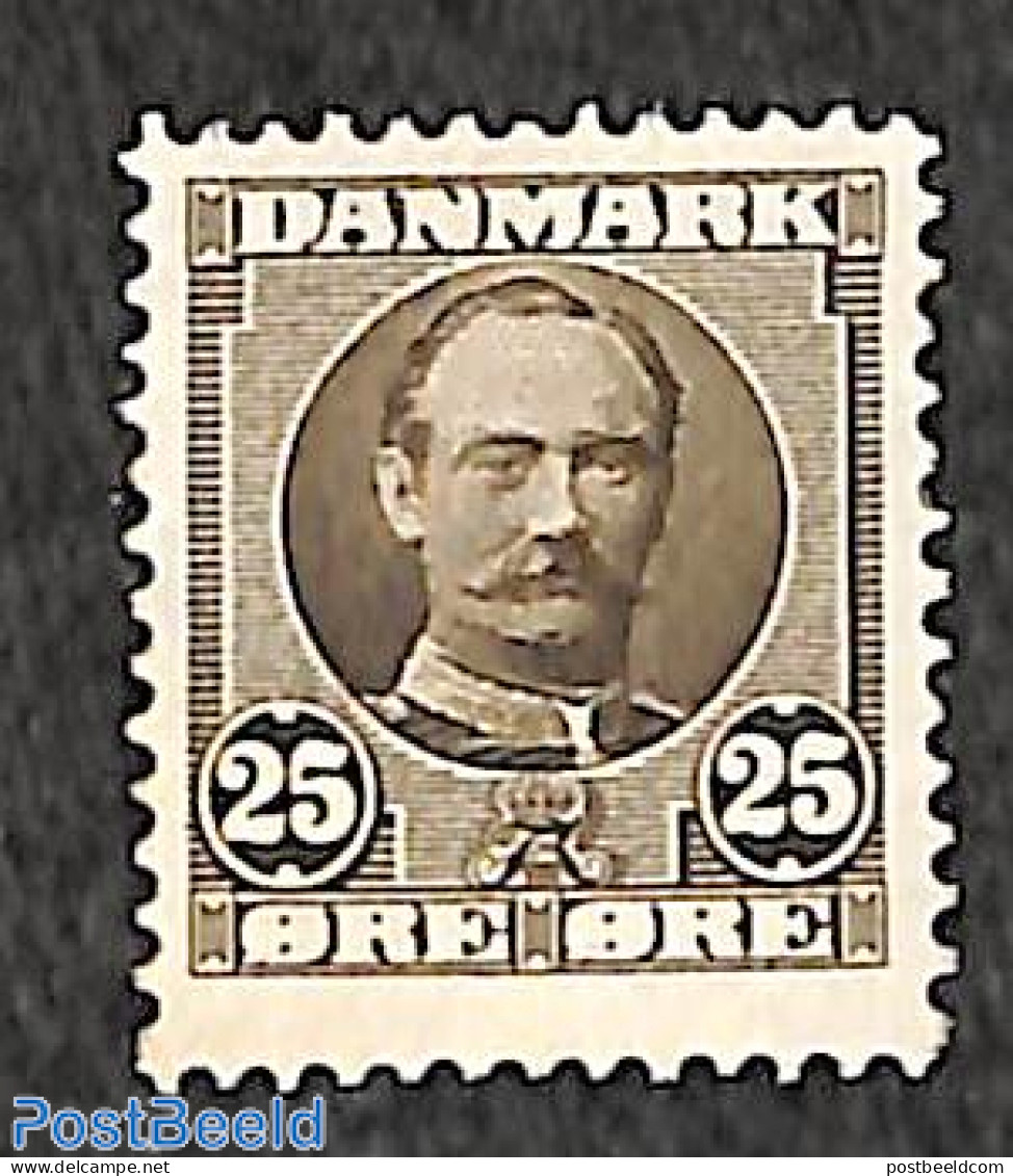 Denmark 1907 25 Ore, Darkbrown, Unused (hinged) - Unused Stamps
