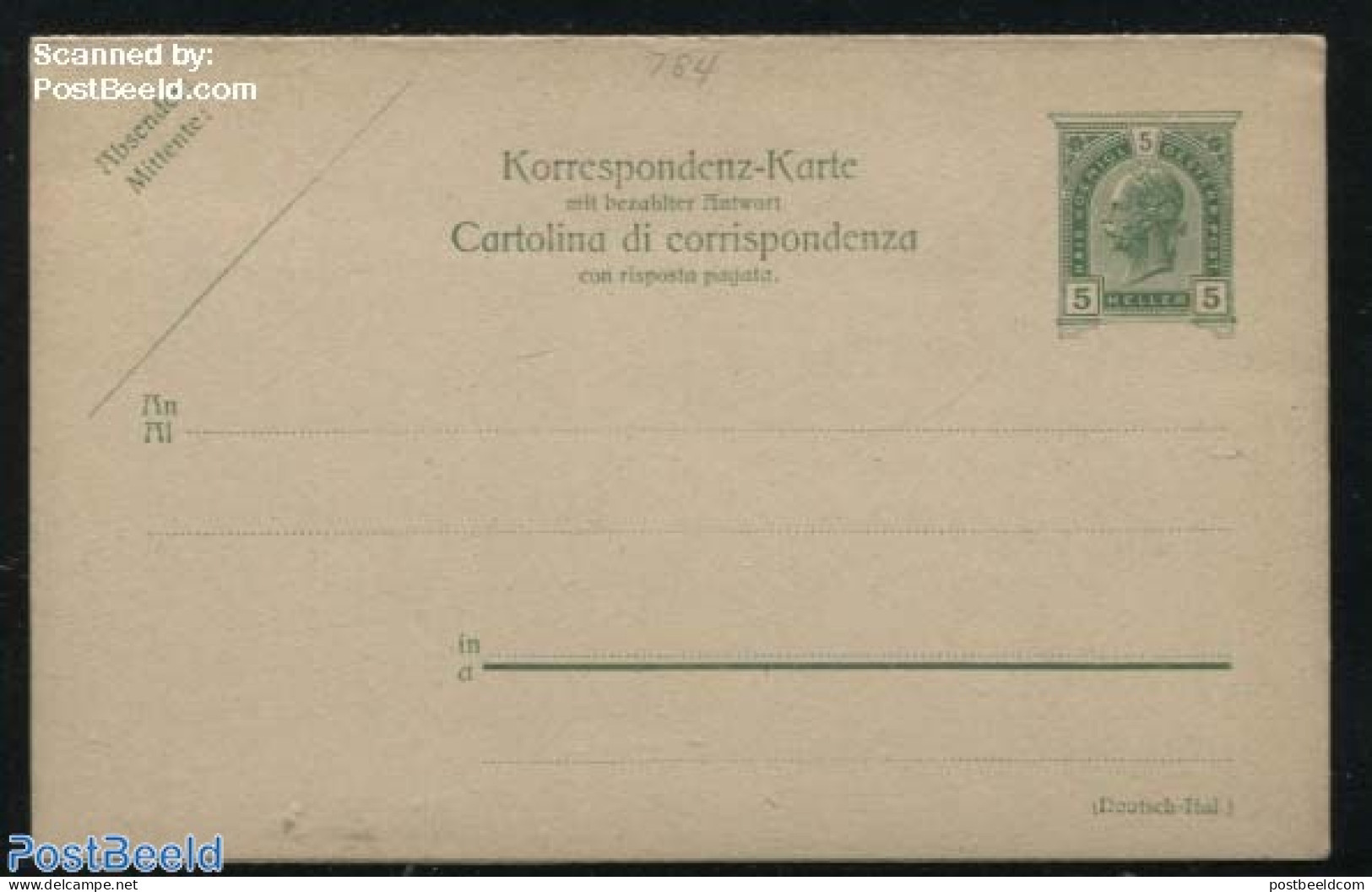 Austria 1906 Reply Paid Postcard 5/5H (Deutsch-Ital.), Unused Postal Stationary - Lettres & Documents