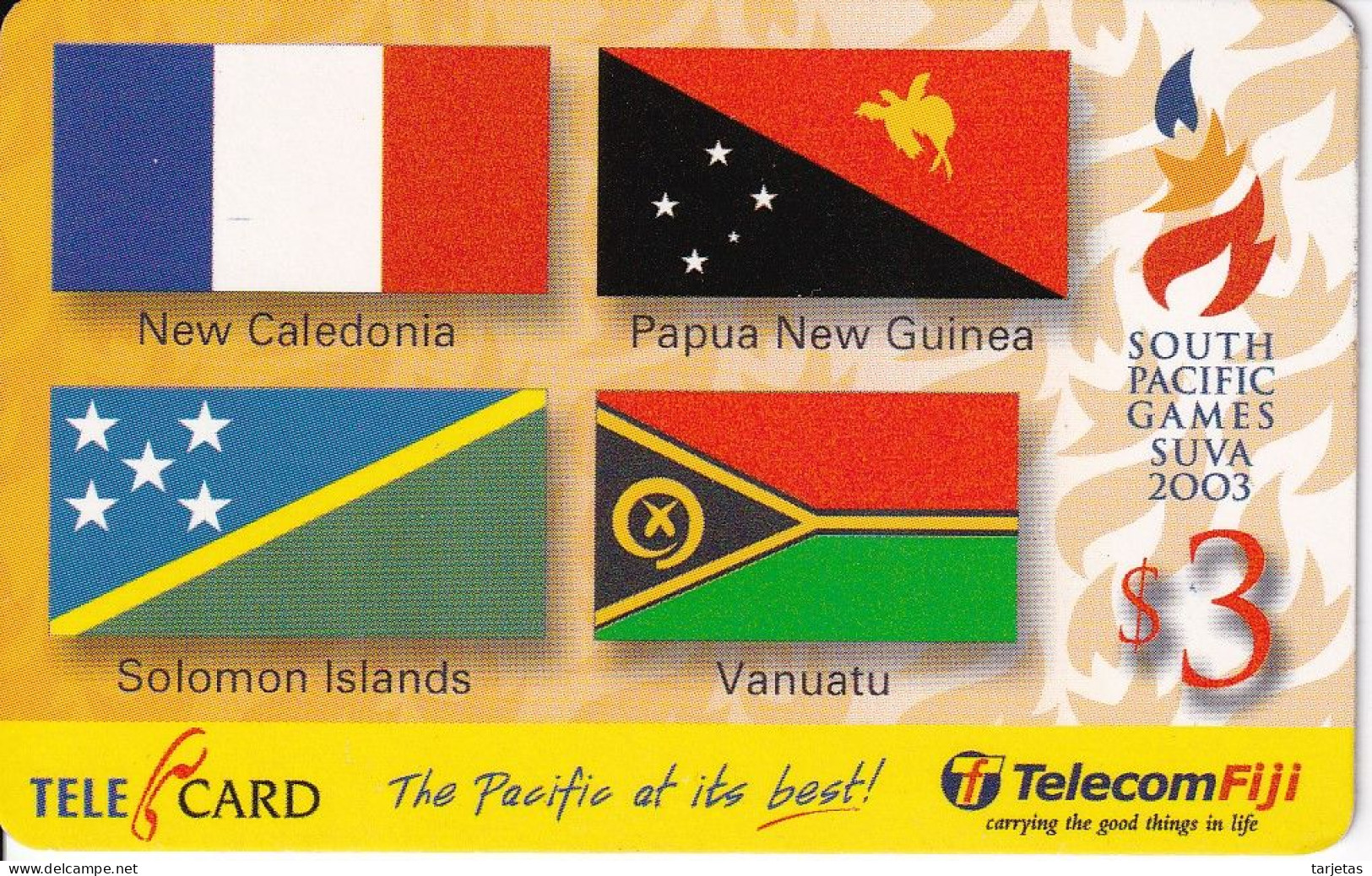 TARJETA DE LAS FIJI CON UNAS BANDERAS (BANDERA-FLAG) SOUTH PACIFIC GAMES SUVA 2003 - Fidji