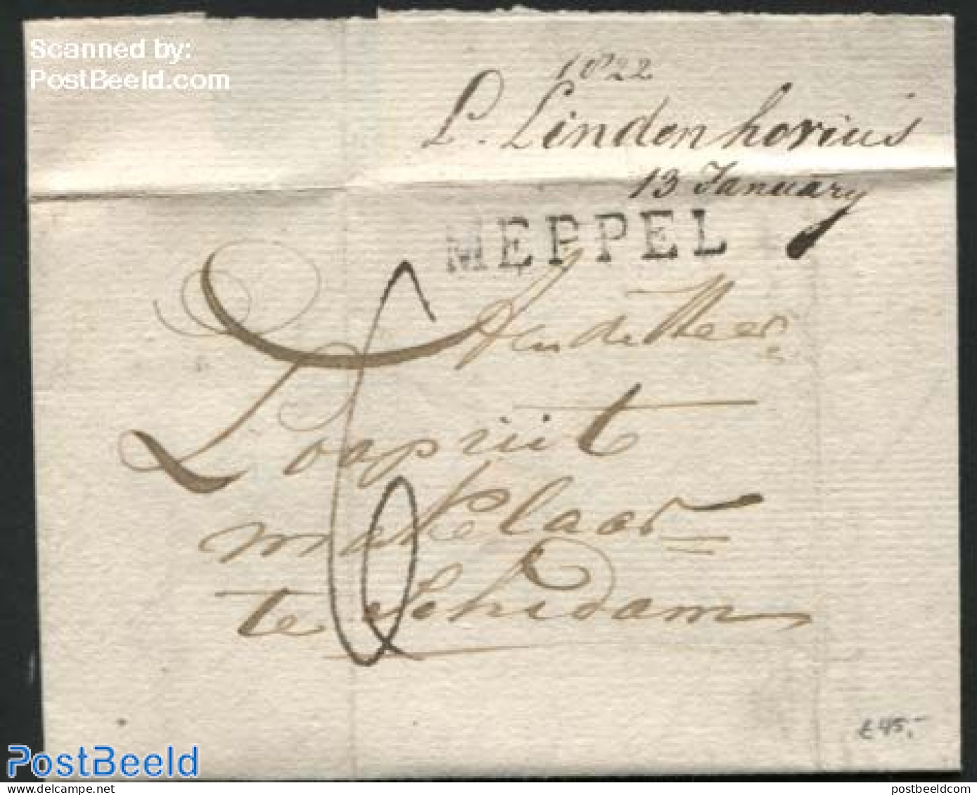 Netherlands 1822 Letter From Meppel To Schiedam, Postal History - ...-1852 Precursores