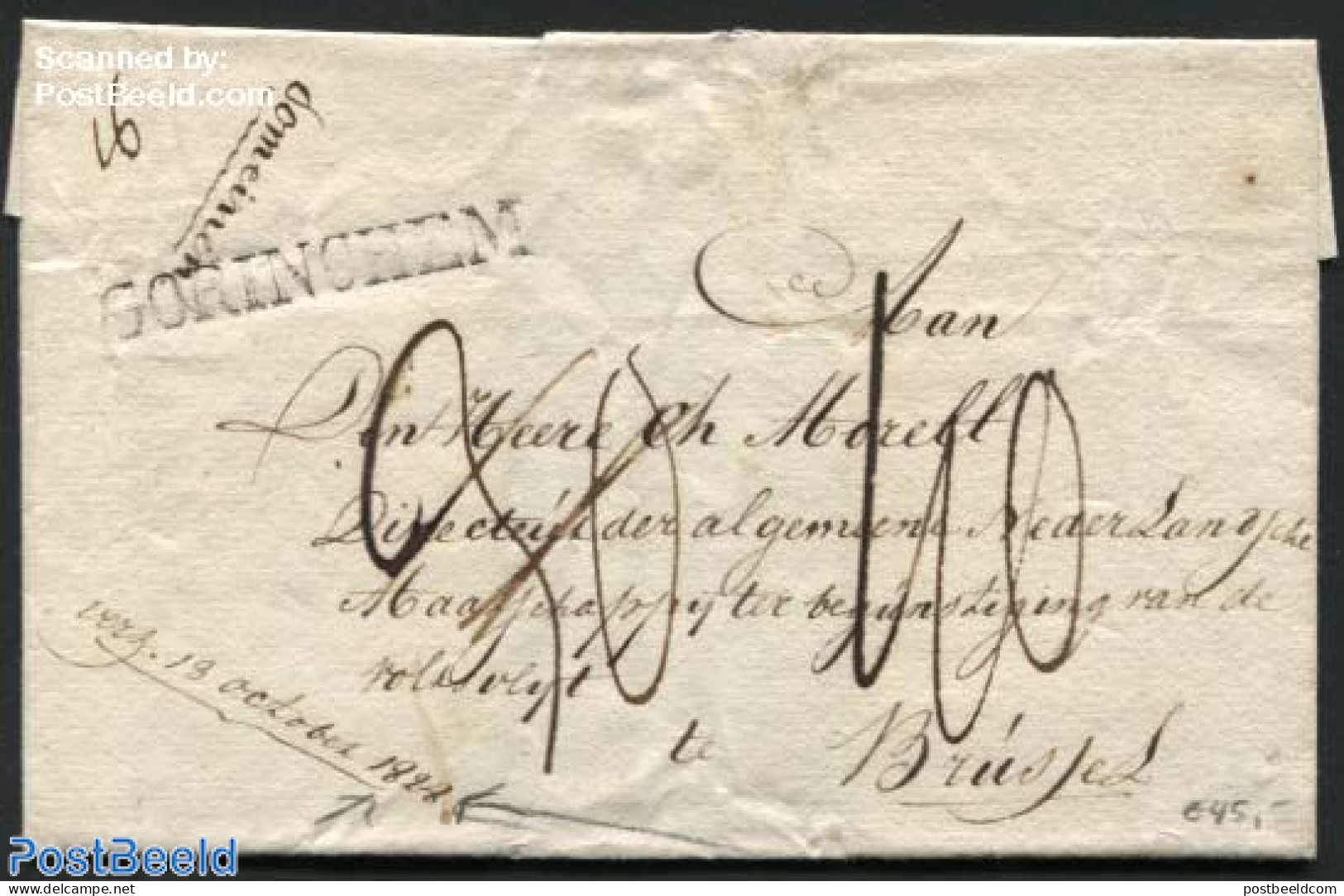 Netherlands 1828 Letter From Gorinchem To Brussel, Postal History - ...-1852 Precursores