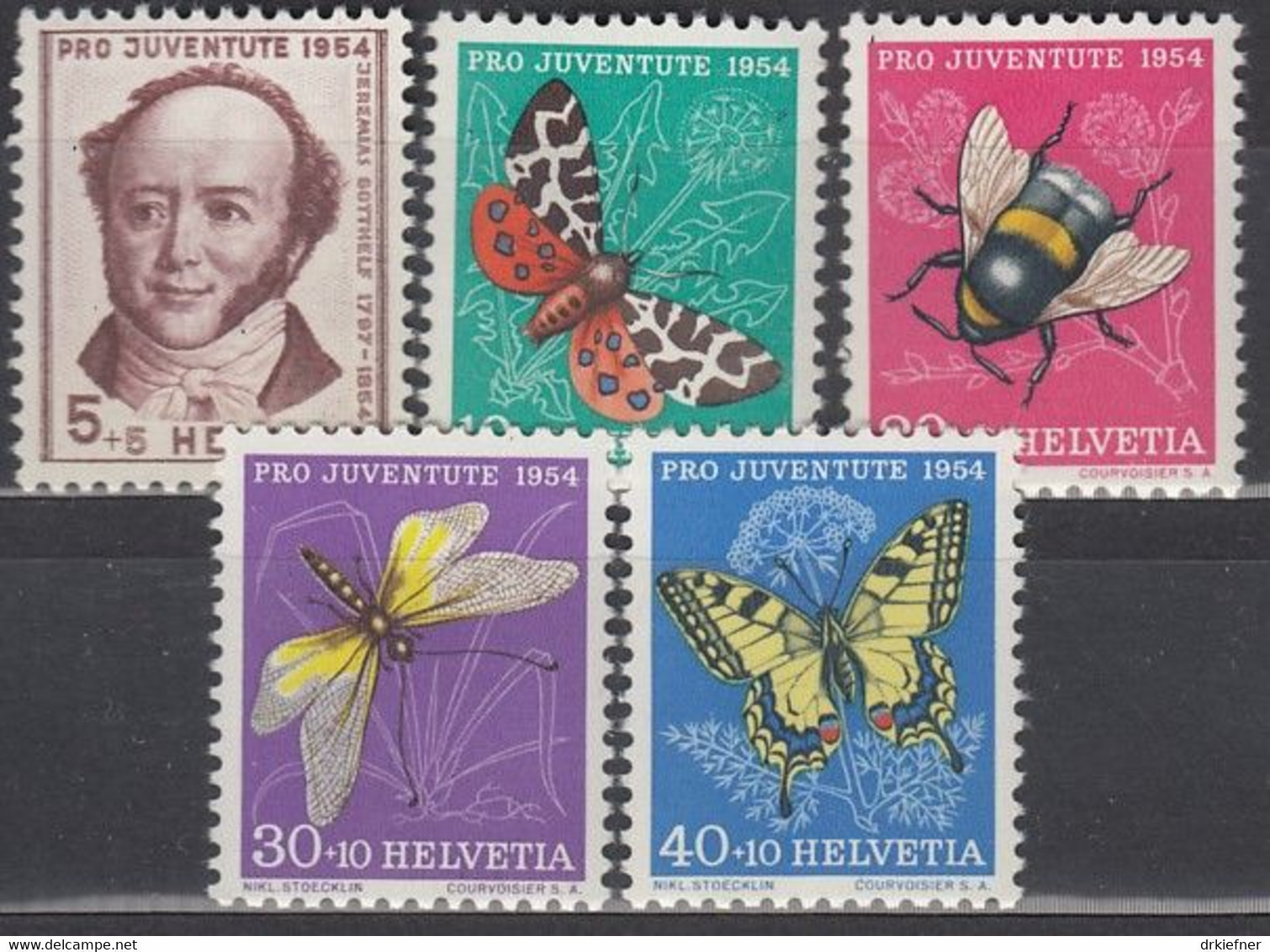 SCHWEIZ,  602-606, Postfrisch **, Pro Juventute 1954, Insekten - Neufs