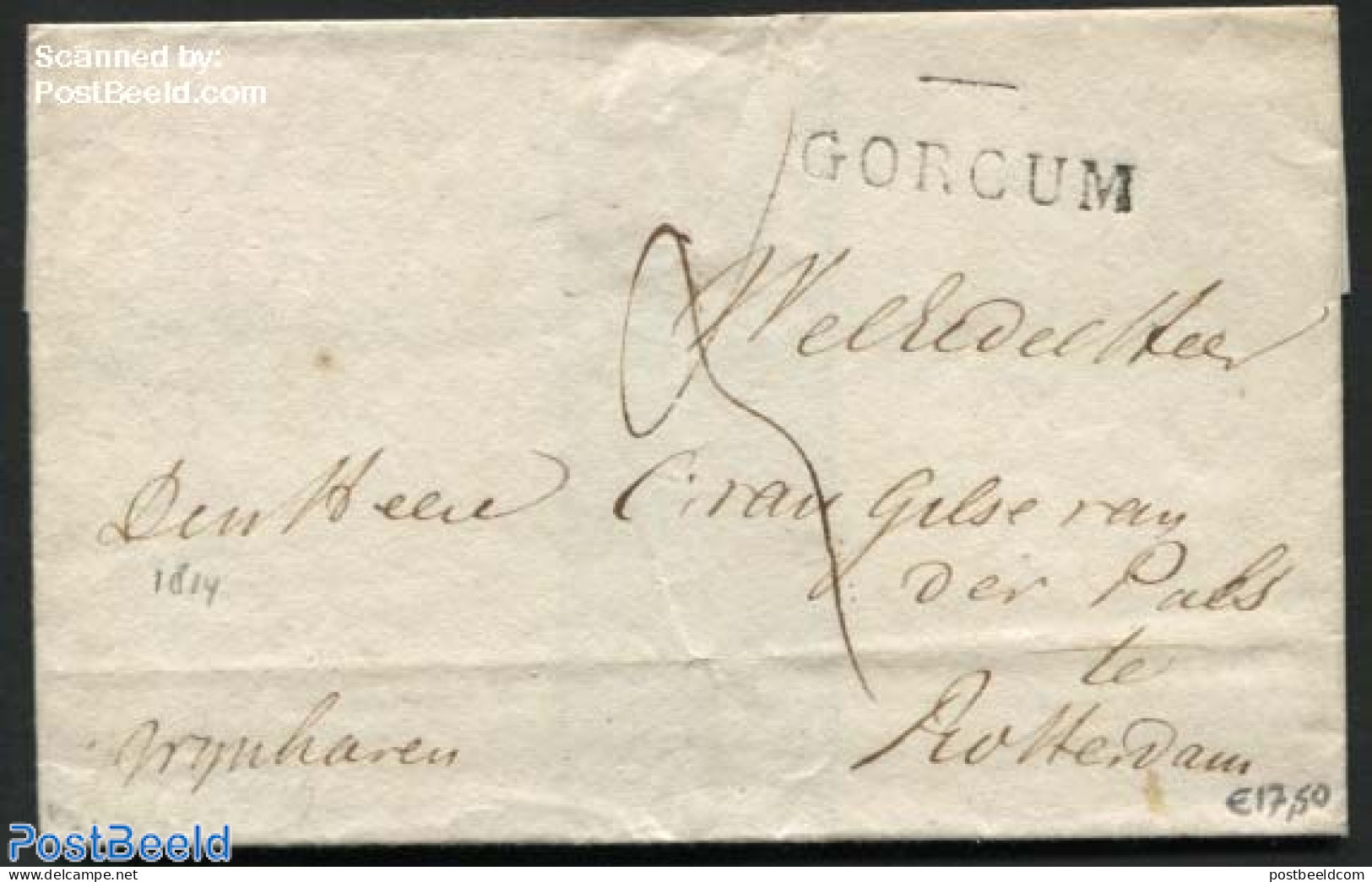 Netherlands 1814 Letter From Gorinchem (Gorcum) To Rotterdam, Postal History - ...-1852 Precursores