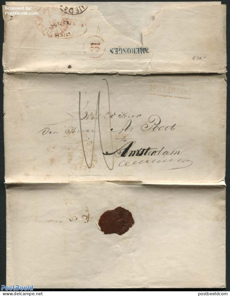 Netherlands 1857 Letter From Amerongen To Amsterdam, Postal History - Cartas & Documentos
