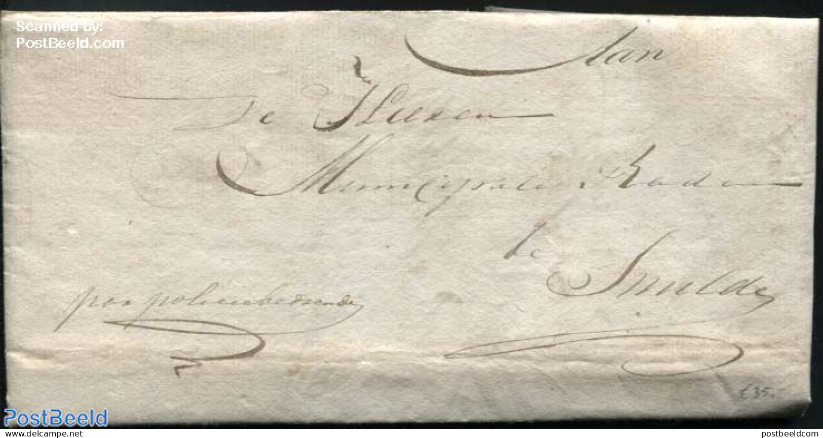 Netherlands 1812 Local Letter Smilde (transported By Police Officer), Postal History, Various - Police - ...-1852 Precursores