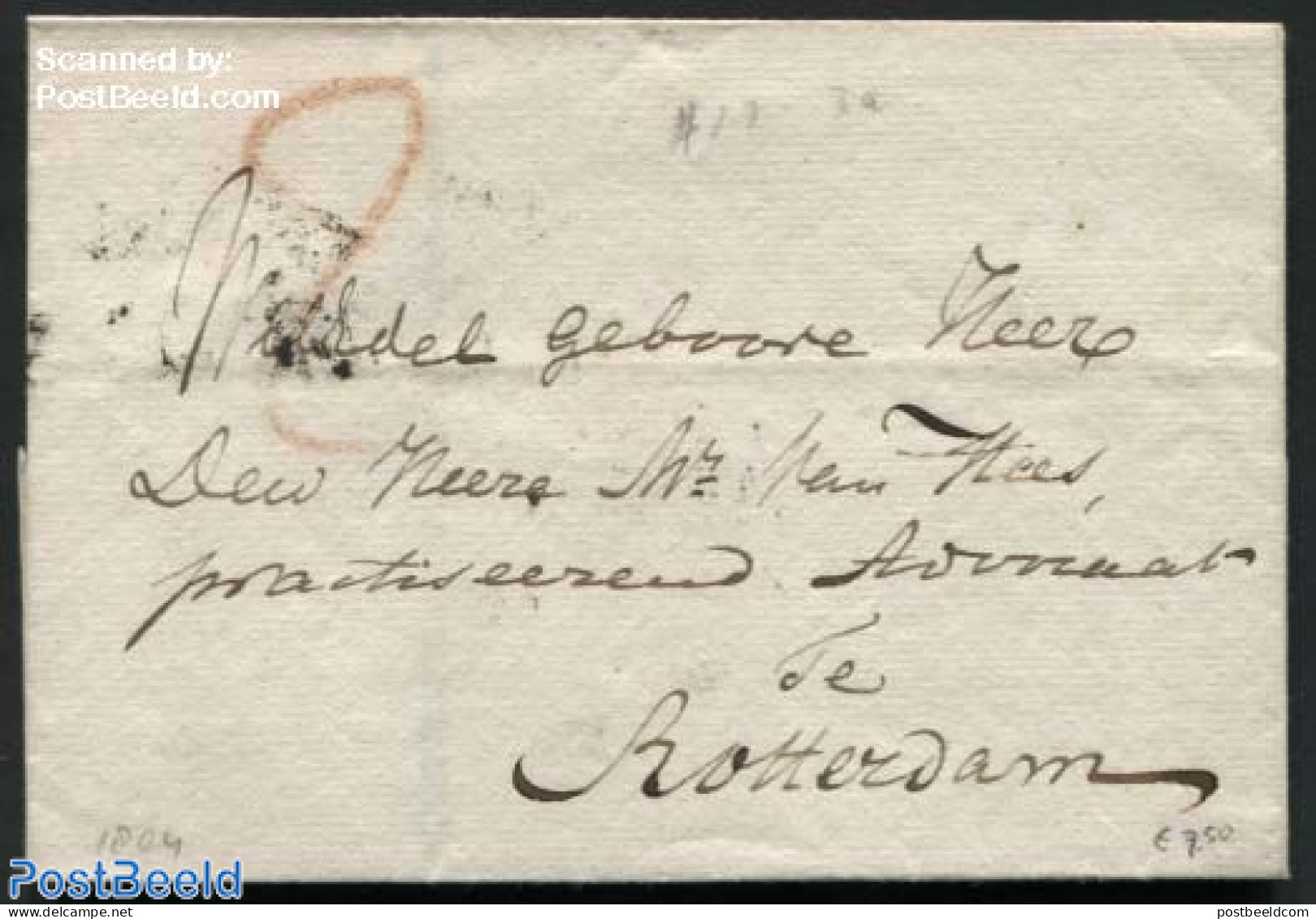 Netherlands 1804 Letter From S-Gravenhage To Rotterdam, Postal History - ...-1852 Precursores