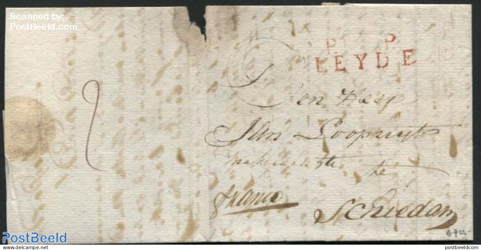 Netherlands 1814 Letter From Leiden To Schiedam, Postal History - ...-1852 Voorlopers