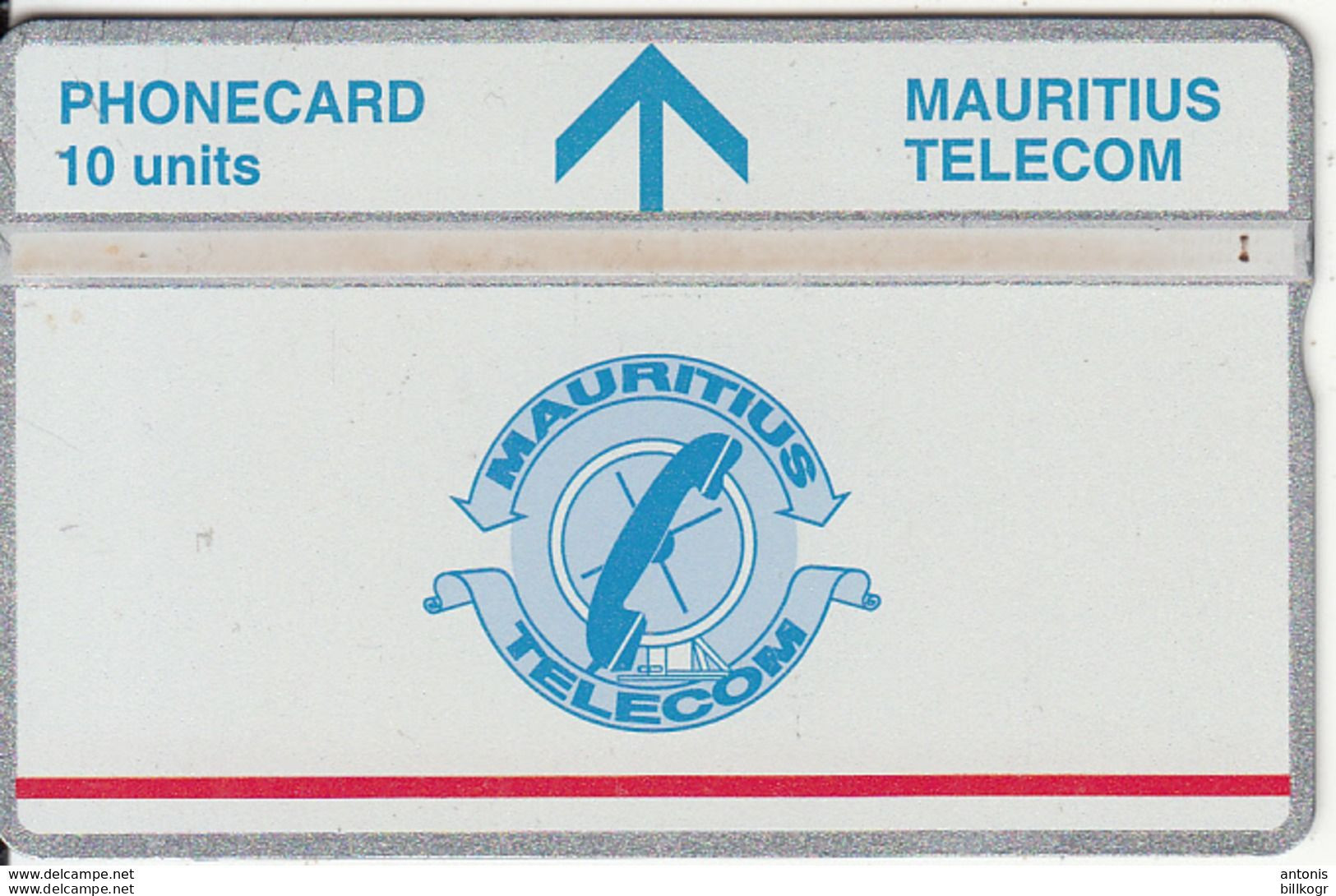 MAURITIUS(L&G) - Telecom Logo 10 Units(white Band & Red Line), CN : 708L, Tirage 5000, Used - Mauricio