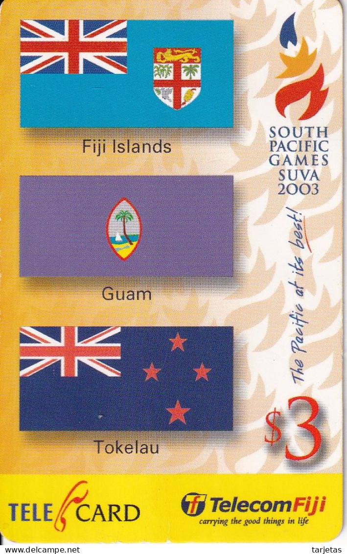 TARJETA DE LAS FIJI CON UNAS BANDERAS (BANDERA-FLAG) SOUTH PACIFIC GAMES SUVA 2003 - Figi