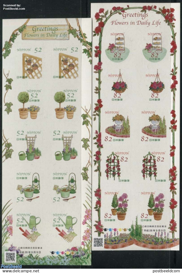 Japan 2016 Flowers In Daily Life 2 M/s, Mint NH, Nature - Flowers & Plants - Nuevos