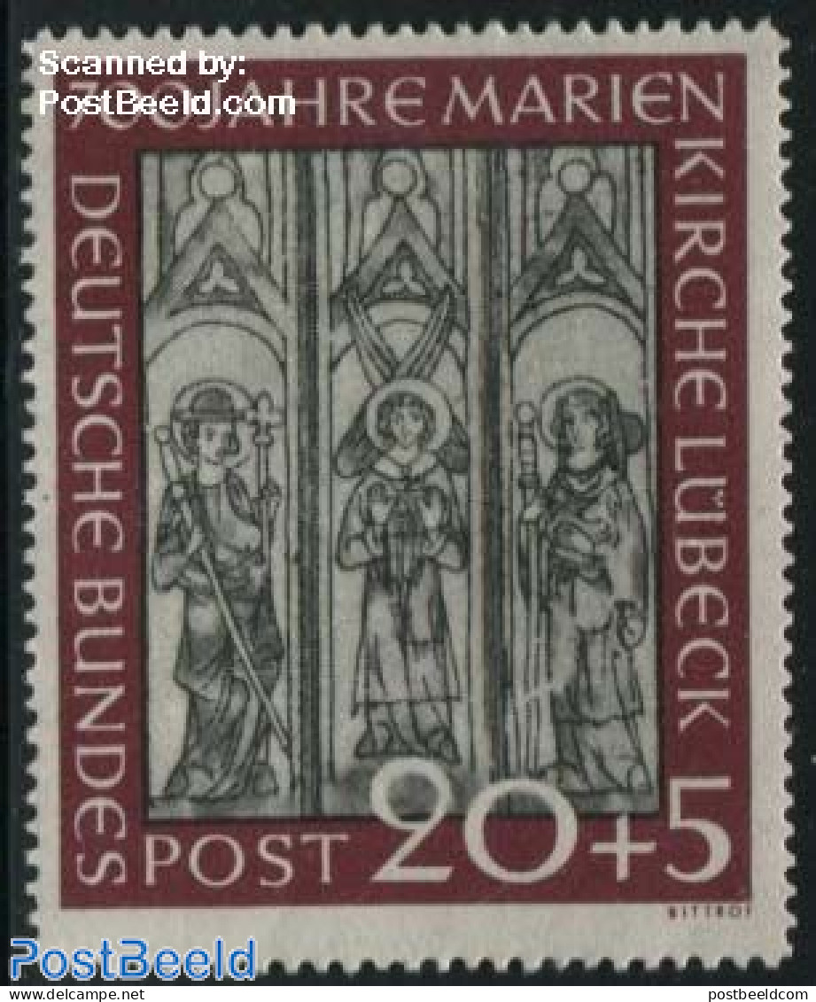 Germany, Federal Republic 1951 20+5pf, Stamp Out Of Set, Mint NH, Religion - Churches, Temples, Mosques, Synagogues - Neufs