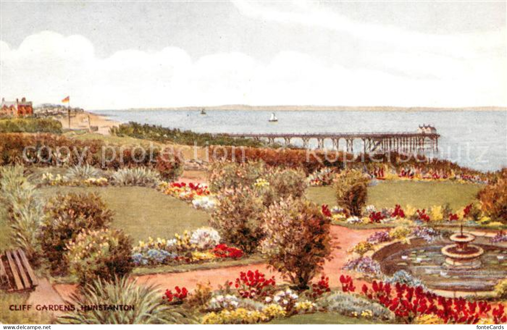 73689017 Hunstanton Cliff Gardens Painting Kuenstlerkarte  - Altri & Non Classificati