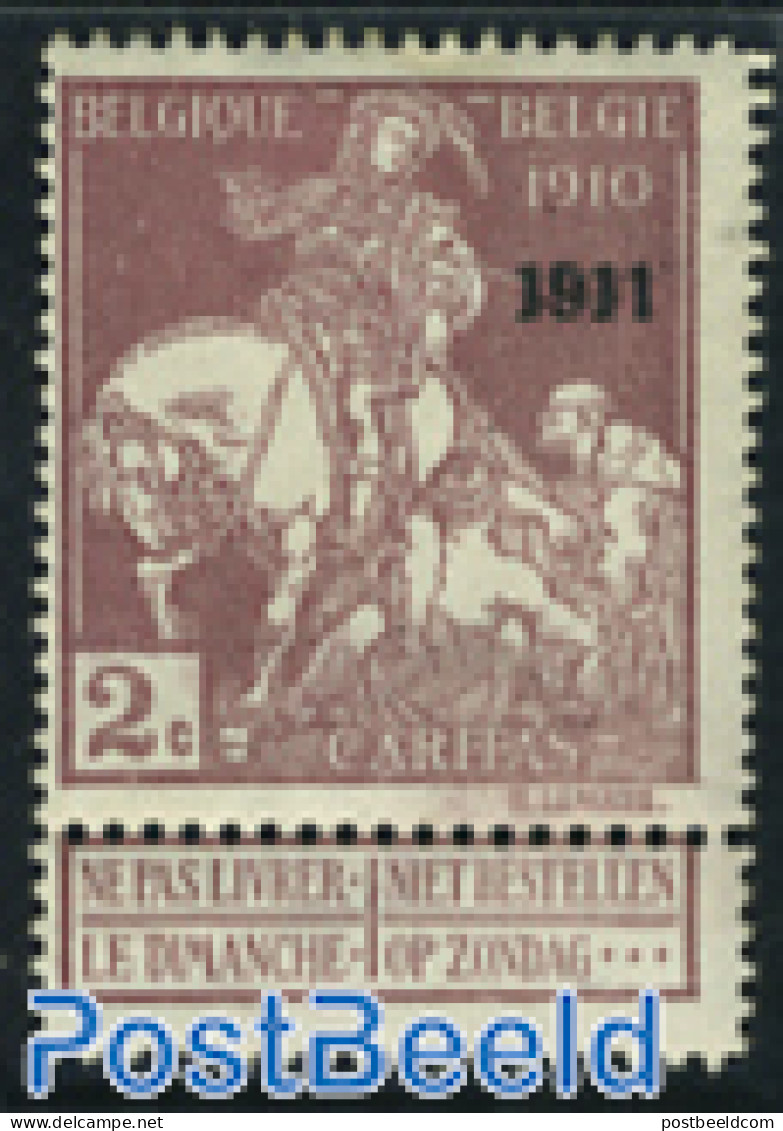 Belgium 1911 2c, Stamp Out Of Set, Unused (hinged), Nature - Horses - Neufs