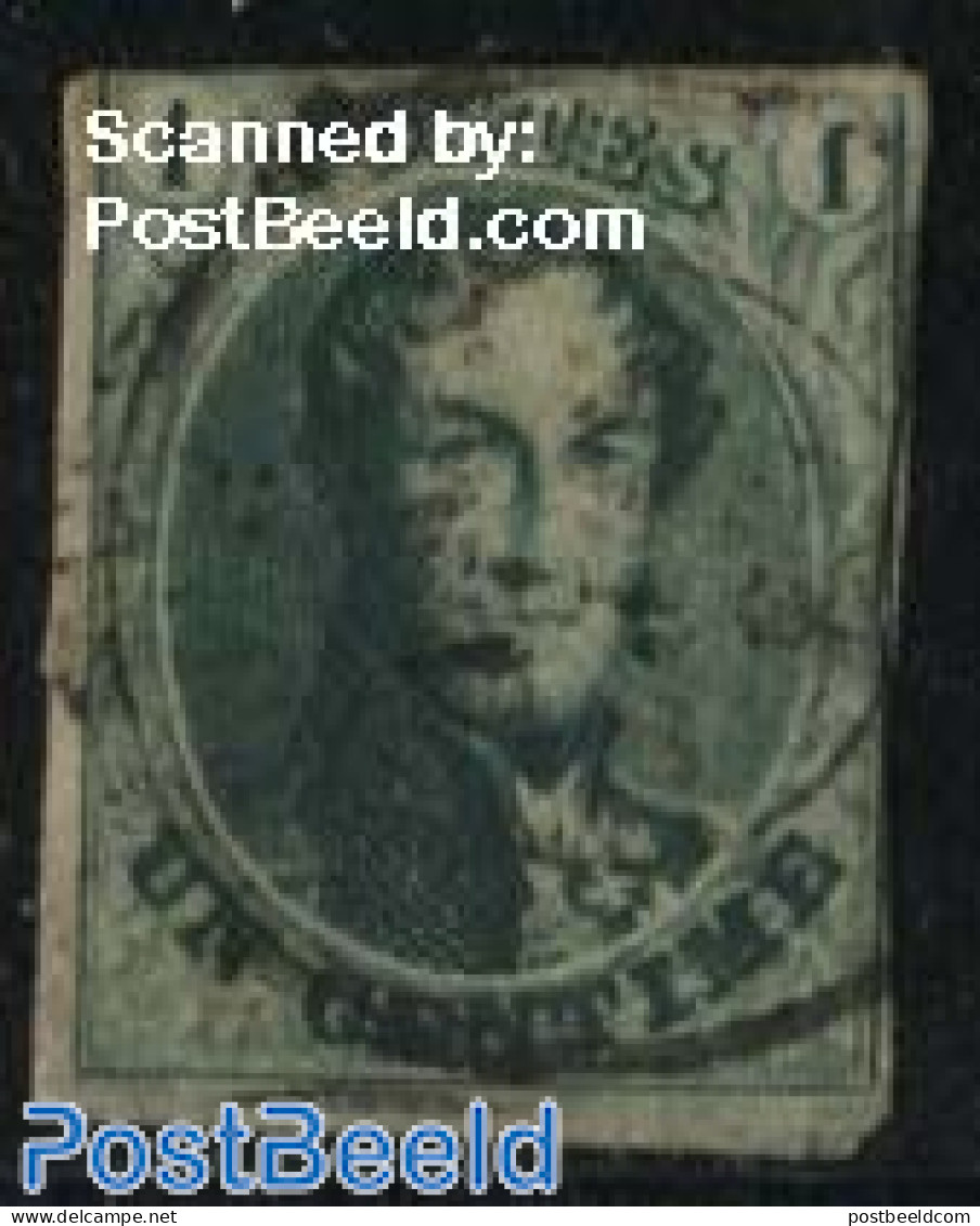 Belgium 1858 1c Green, Used, Used Stamps - Usati