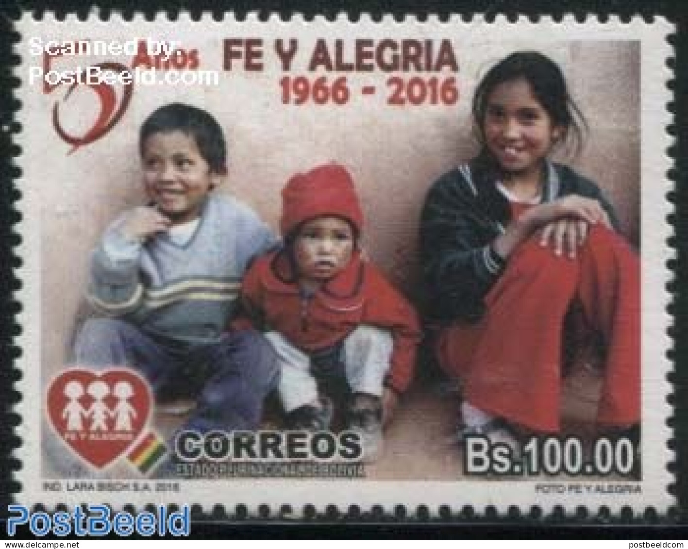 Bolivia 2016 Fe Y Alegria 1v, Mint NH - Bolivien