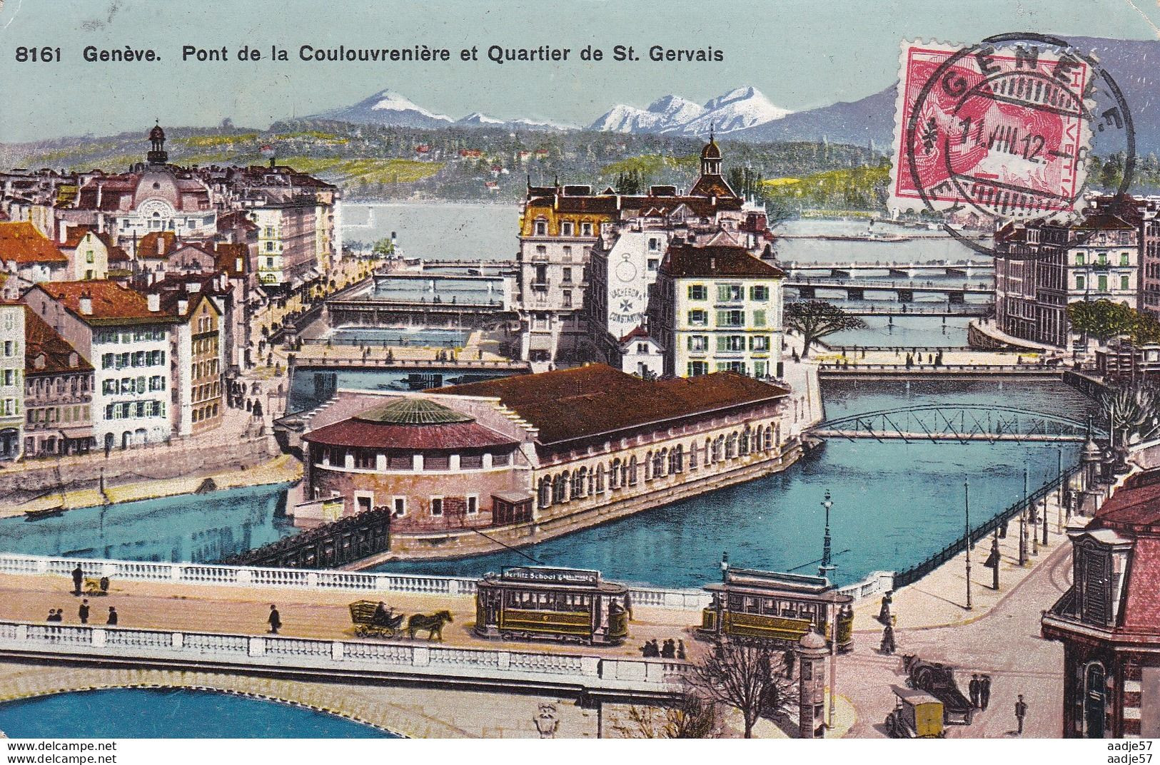 Pont De La Coulouvrenière Et Quartier De St. Gervais 1912 Strassenbahn Tramways Pont De La Coulouvrenière Et Quartier De - Tram