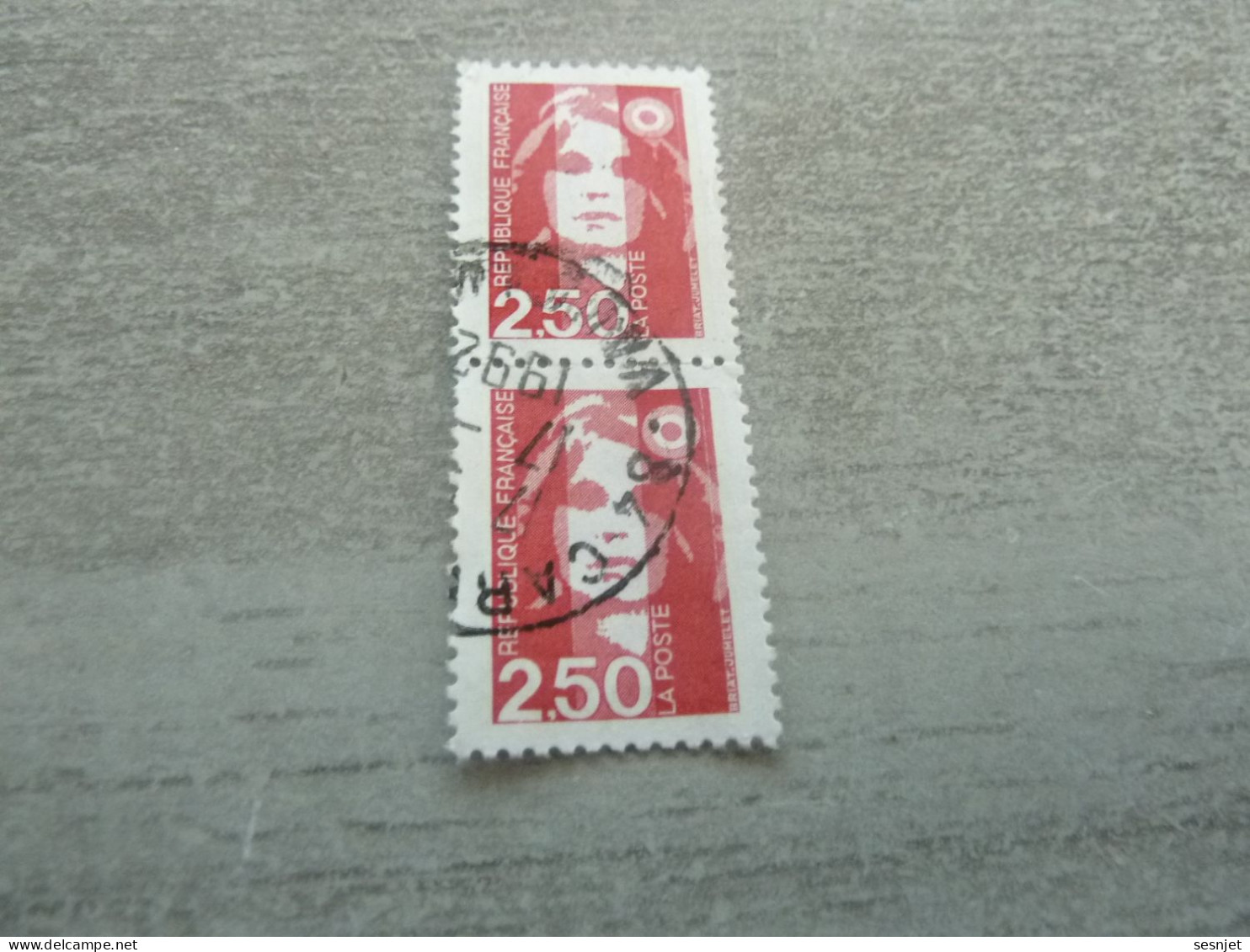 Marianne De Briat - 2f.50 - Yt 2715 - Rouge - Double Oblitérés - Année 1991 - - 1989-1996 Bicentenial Marianne